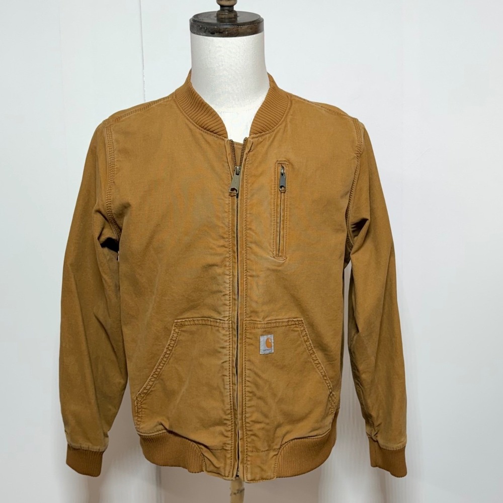 Carhartt Jacket Womens XL 16/18 Brown Crawford Canvas Bomber Full Zip Stretch